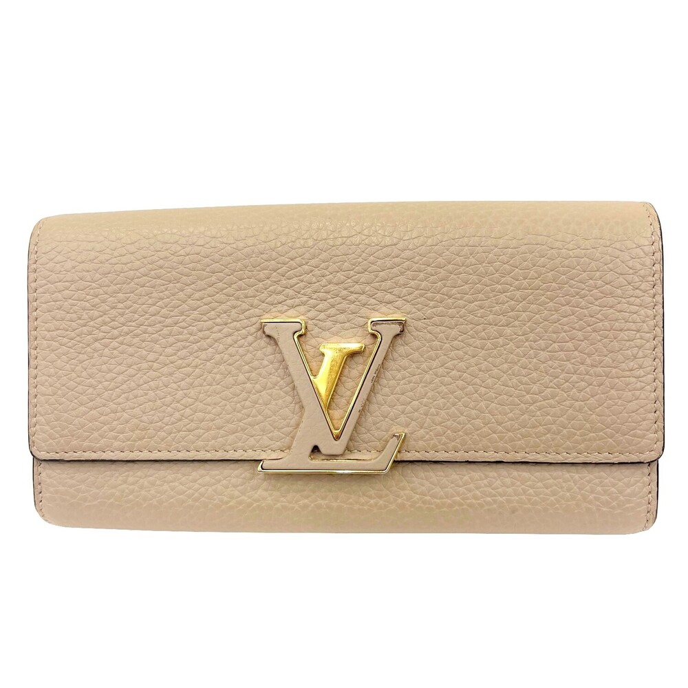 Louis Vuitton Capucines Taurillon Long Wallet Gall Beige Tan Greige